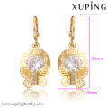 91366- Xuping Jewelry Fahion Woman Gold Plated Rrop Earrings With Butterfly Shaped